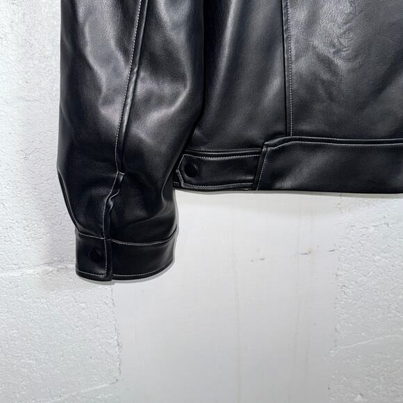 Mode of One Men's Faux-Leather Trucker Jacket, Deep Black small, $100 - Picture 7 of 9